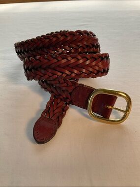 Braided Leather Belt - Brown with Brass Buckle